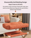 Orange Foldable Ottoman & Padded Footstool with Velcro Stability - Cotton Linen Portable Office Leg Rest & Entryway Shoe Stool