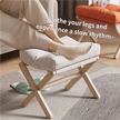 Light Grey Foldable Ottoman & Padded Footstool with Velcro Stability - Cotton Linen Portable Office Leg Rest & Entryway Shoe Stool
