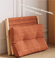 Brown Foldable Ottoman & Padded Footstool with Velcro Stability - Cotton Linen Portable Office Leg Rest & Entryway Shoe Stool