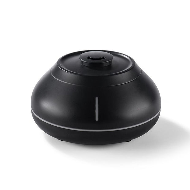 Black 7-Color Flame Ultrasonic Nano Mist Humidifier & Diffuser - Type-C Powered Realistic Fire Effect Mood Lamp for Home & Office
