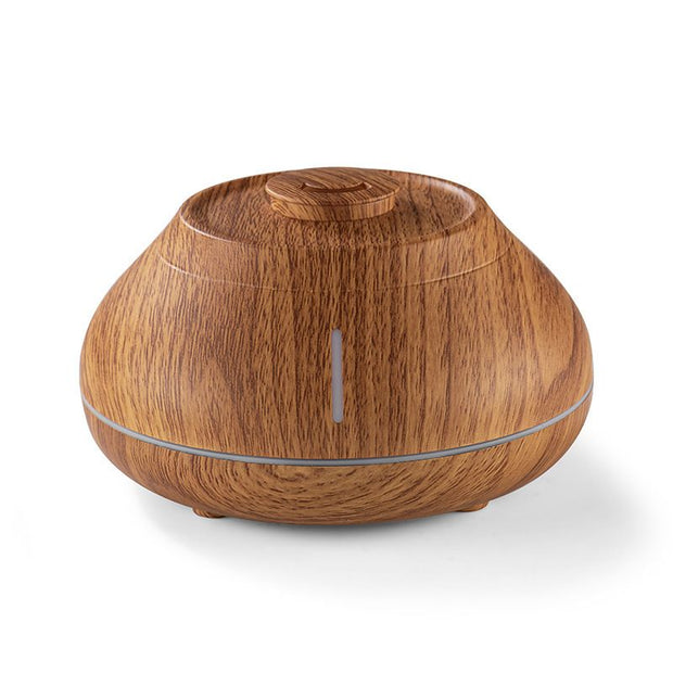 Wood Grain 7-Color Flame Ultrasonic Nano Mist Humidifier & Diffuser - Type-C Powered Realistic Fire Effect Mood Lamp for Home & Office