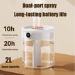Green 2L Dual-Spray Ultrasonic Humidifier and Air Diffuser with Night Light - USB Powered, Quiet Operation, Smart Digital Display & Real-Time Humidity Sensor