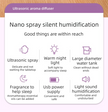 White Floral Shadow Aroma Diffuser 150ml Ultrasonic Aroma Diffuser Humidifier with Night Light – Essential Oil Fragrance Diffuser for Bedroom, Living Room, Office & Bathroom