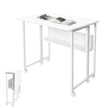 Compat Foldable Desk Rolling Study Desk Small Computer Desk with Wheels and Storage Shelf for Small Spaces Study Home Office Dorm Easy Assembly White