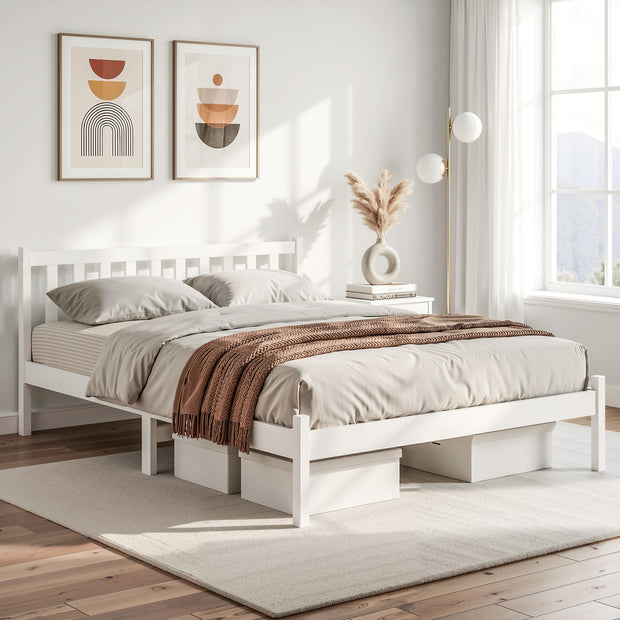 Artiss Bed Frame Queen Size Wooden White SOFIE