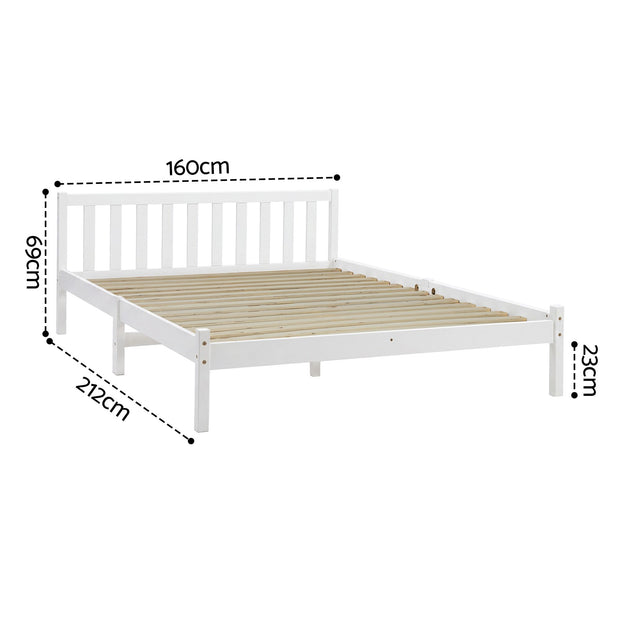 Artiss Bed Frame Queen Size Wooden White SOFIE