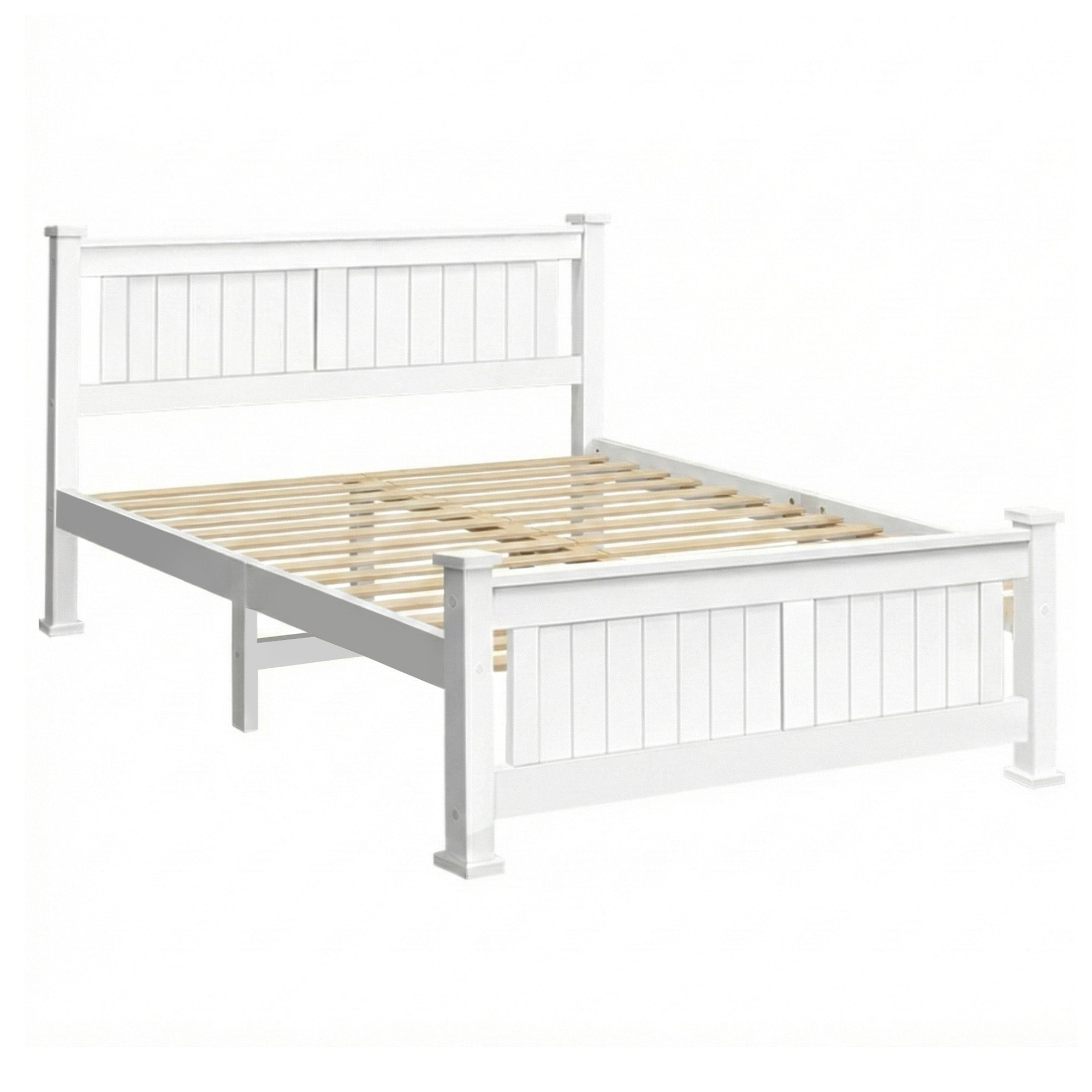 Artiss Bed Frame Double Size Wooden White RIO