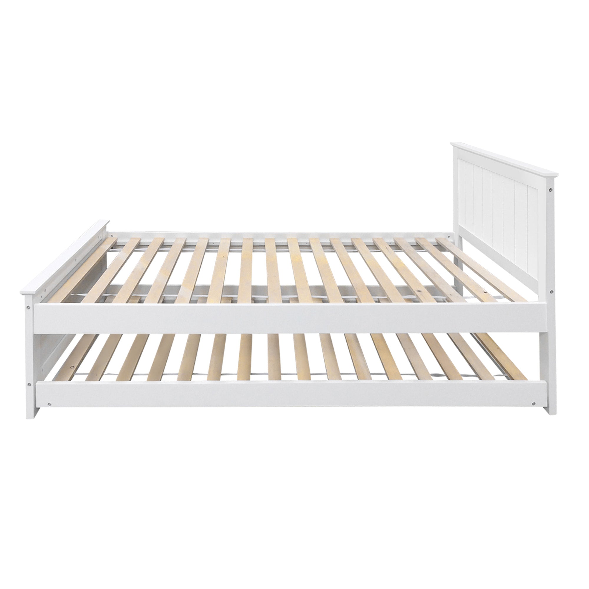 Artiss Bed Frame King Single Size Wooden Trundle Daybed White ELVIS
