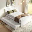 Artiss Single Bed Frame with Trundle Solid Wood Toddler Bunk Bed with Headboard White