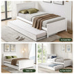 Artiss Single Bed Frame with Trundle Solid Wood Toddler Bunk Bed with Headboard White