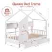 Artiss Kids Single Bed Frame with 3 Storage Bookcase & 2 Drawers House Bed Solid Wood Montessori Bed Easy Assembly White