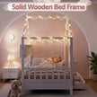 Artiss Kids Single Bed Frame with 3 Storage Bookcase & 2 Drawers House Bed Solid Wood Montessori Bed Easy Assembly White