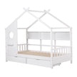 Artiss Kids Single Bed Frame with 3 Storage Bookcase & 2 Drawers House Bed Solid Wood Montessori Bed Easy Assembly White