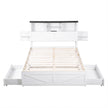 Artiss Double Bed Frame with Storage Drawers White Platform Bedframe with Bookcase Headboard Charging Station Led Light