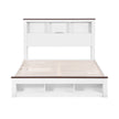 Artiss Double Bed Frame with Storage Bookcase Headboard and Footboard White Wooden Platform Bed with Charging Station and Led Light Bedroom Furniture