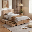Artiss Single Bed Frame with 2 Drawers Wooden Bed Base Walnut
