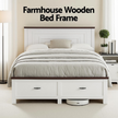 Artiss Double Wooden Bed Frame and 2 Bedside Table Bedroom Furniture Set