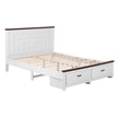 Artiss Double Wooden Bed Frame with 2 Drawer Platform Bed with 108cm Solid High Headboard White Bed Base for Bedroom Easy Assembly