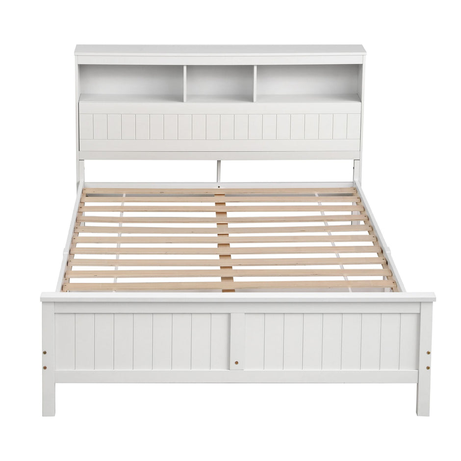 Artiss Queen Bed Frame with Storage Headboard and Footboard Wooden Bed Base White
