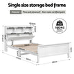 Artiss Single Bed Frame with Storage Headboard and Footboard Wooden Bed Base White