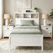 Artiss Single Bed Frame with Storage Headboard and Footboard Wooden Bed Base White
