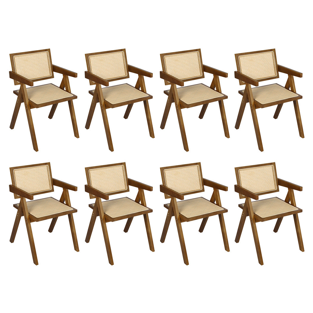 Levede 8x Walnut Wicker Armchair Dining Chair-2018816940583292928