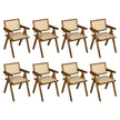Levede 8x Walnut Wicker Armchair Dining Chair-2018816940583292928