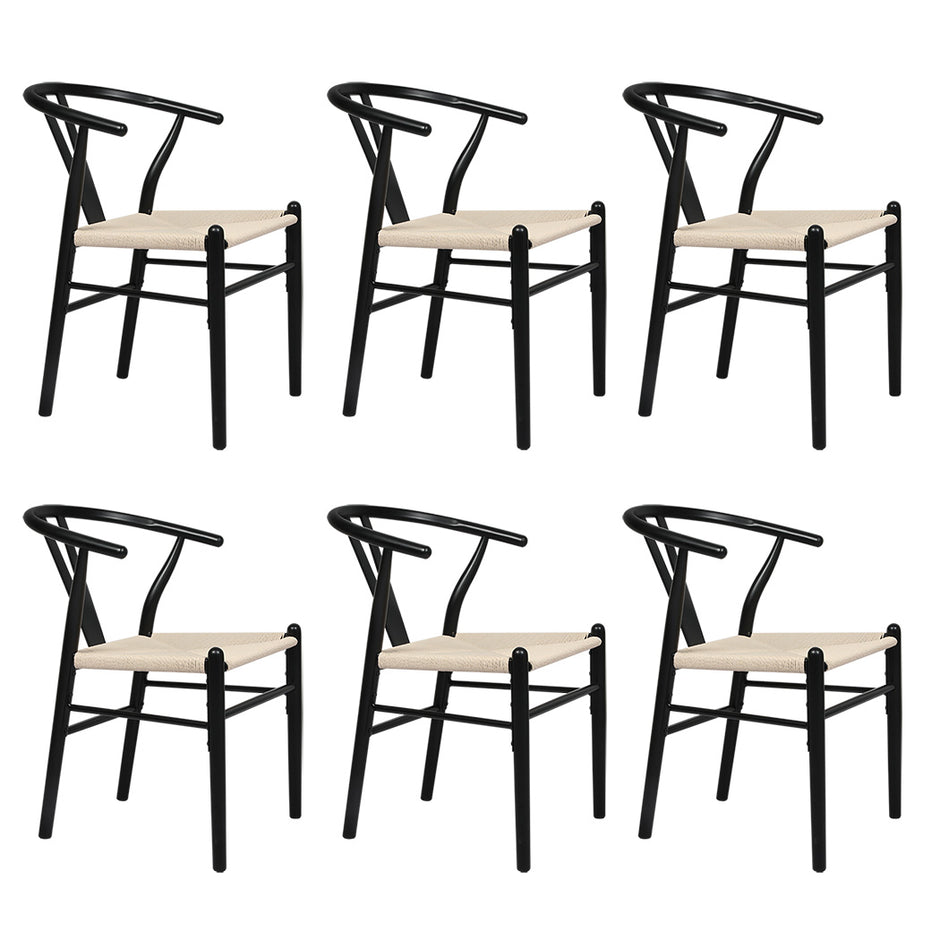 Levede 6x Dining Chairs Wooden Hans Black-2018816932366651392