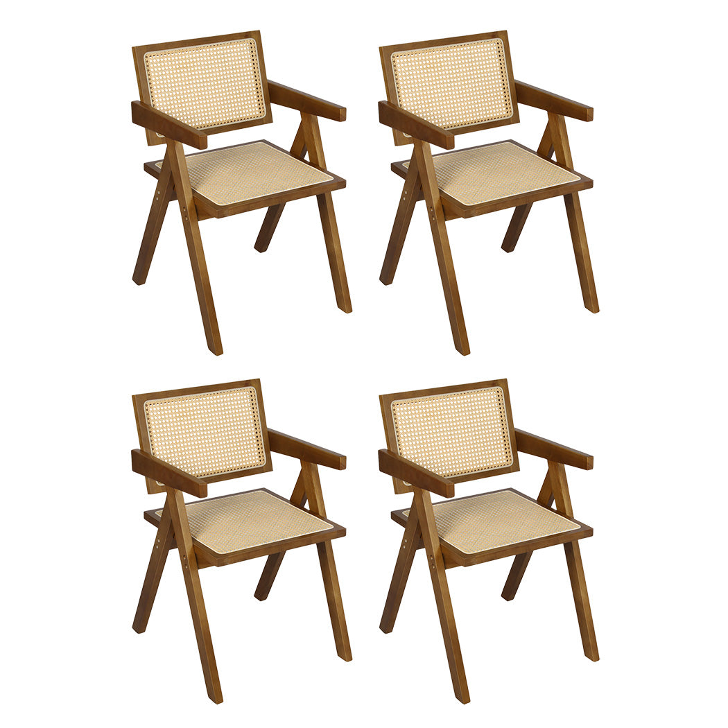 Levede 4x Walnut Wicker Armchair Dining Chair-2018816918626111488