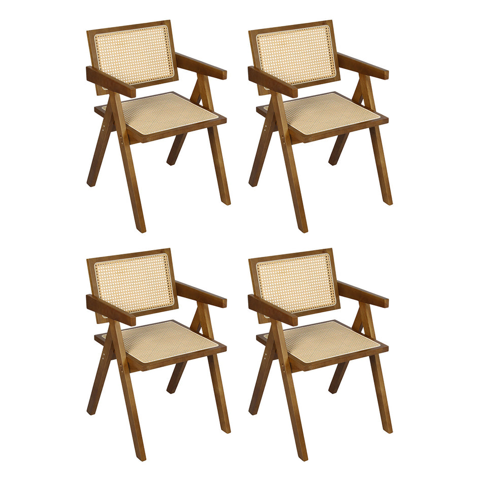 Levede 4x Walnut Wicker Armchair Dining Chair-2018816918626111488