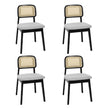 Levede Dining Chair Wood Rattan Armless Black x4-2006732736164925440