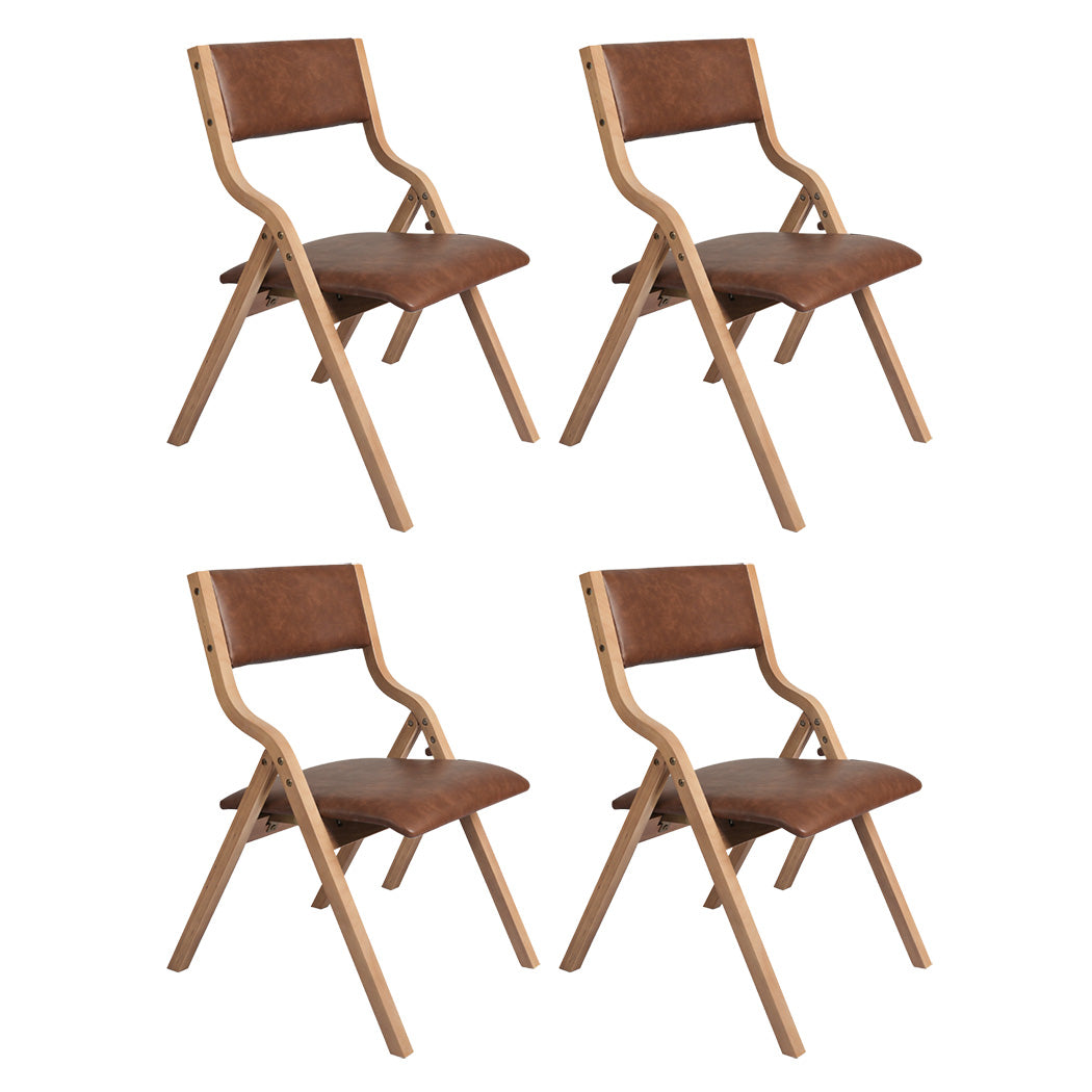 Levede 4x Dining Chairs Foldable PU Tan-2018816883515592704