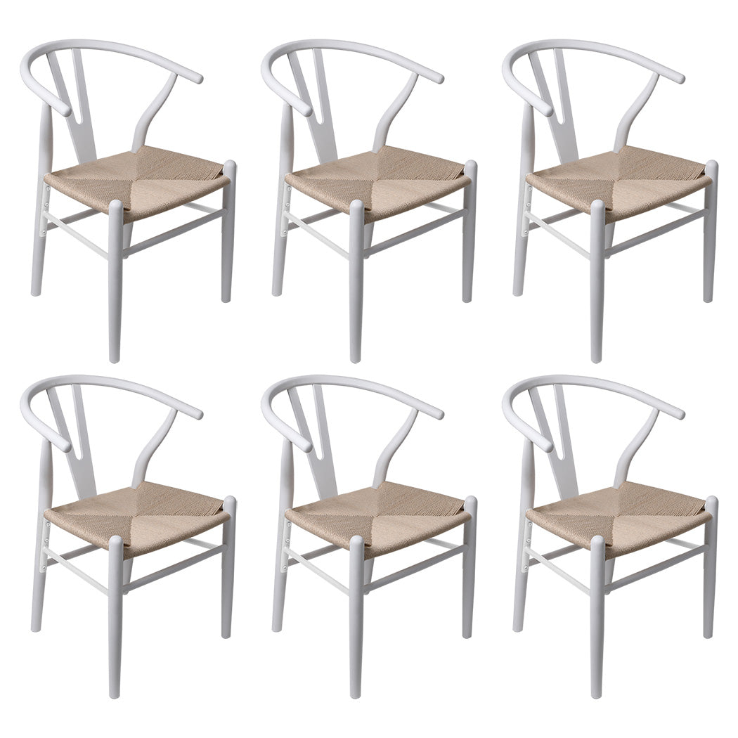 Levede 6x Dining Chairs Wooden Hans White-2006732723238080512