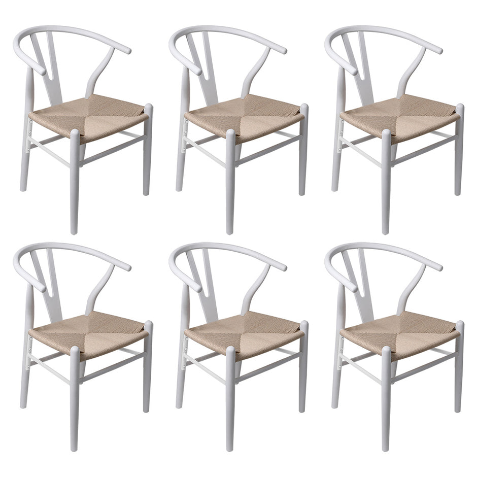 Levede 6x Dining Chairs Wooden Hans White-2006732723238080512