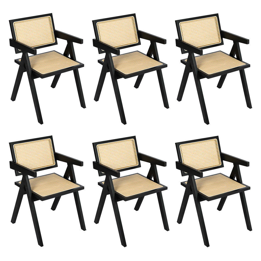 Levede 6x Black Wicker Armchair Dining Chair-2018816926196830208