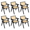 Levede 6x Black Wicker Armchair Dining Chair-2018816926196830208