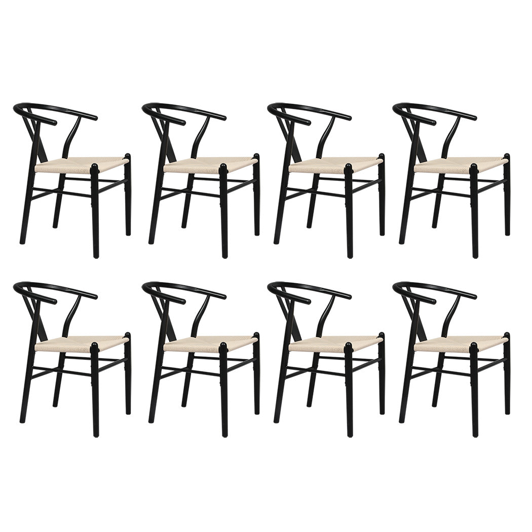 Levede 8x Dining Chairs Wooden Hans Black-2018816939526328320