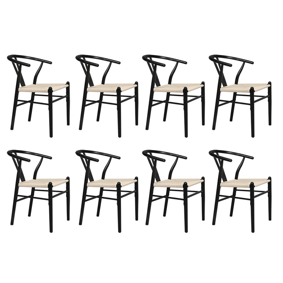 Levede 8x Dining Chairs Wooden Hans Black-2018816939526328320