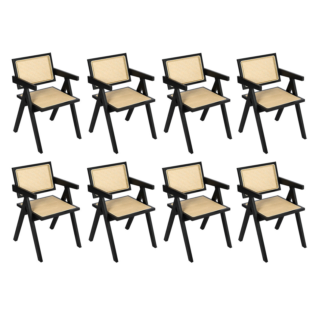 Levede 8x Black Wicker Armchair Dining Chair-2018816935046811648