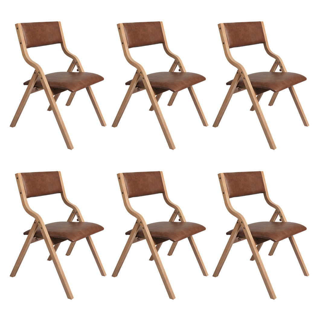 Levede 6x Dining Chairs Foldable PU Tan-2018816918802272256