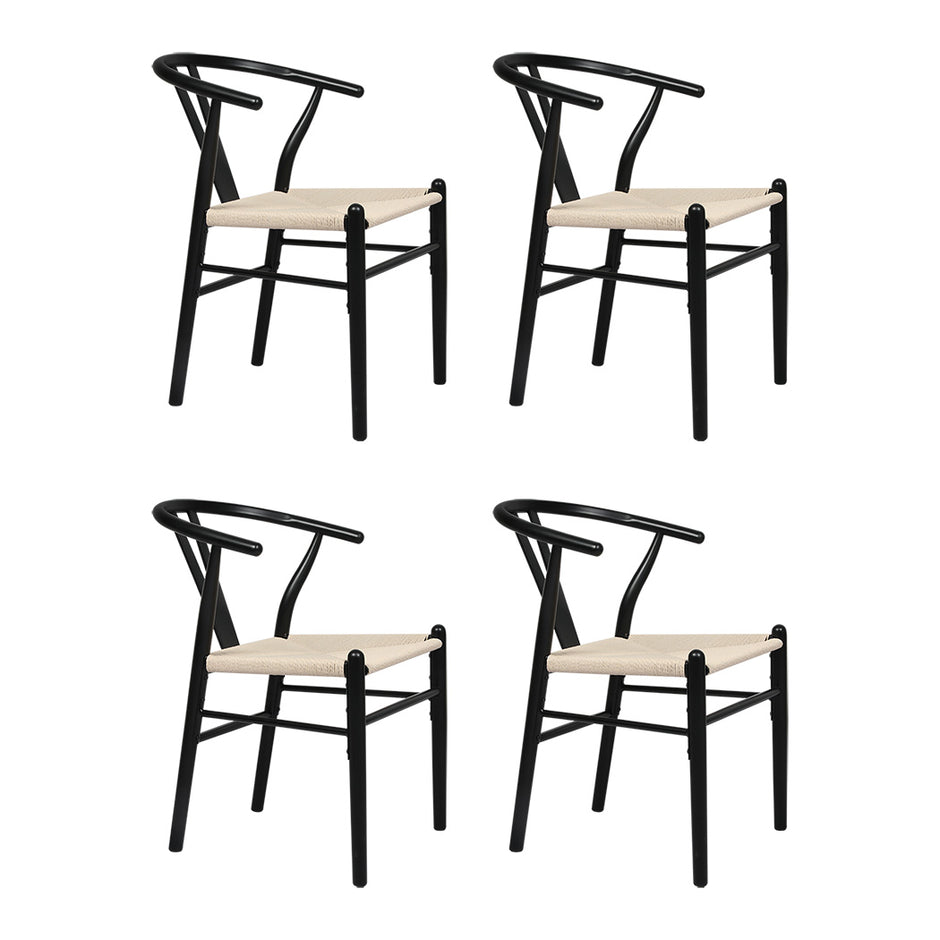Levede 4x Dining Chairs Wooden Hans Black-2018816917736919040