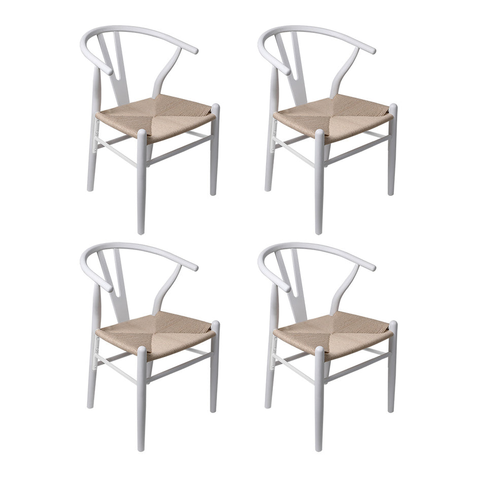Levede 4x Dining Chairs Wooden Hans White-2006732723045142528