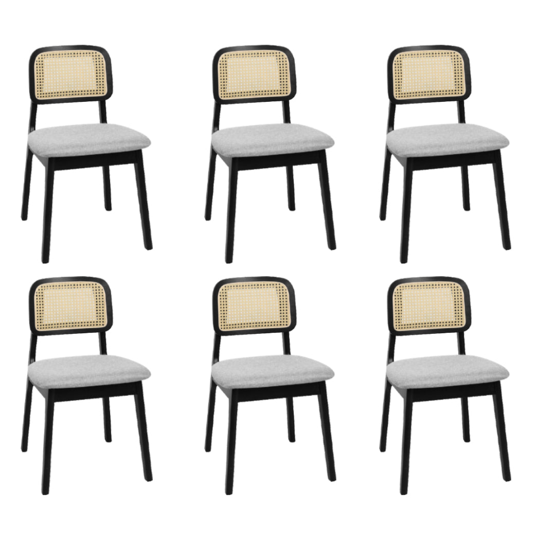 Levede Dining Chair Wood Rattan Armless Black x6-2006732736341086208