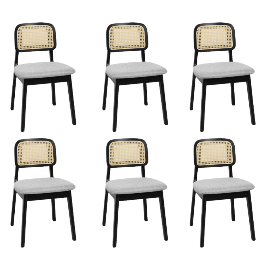 Levede Dining Chair Wood Rattan Armless Black x6-2006732736341086208
