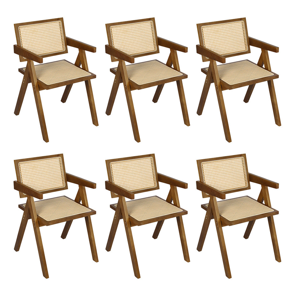 Levede 6x Walnut Wicker Armchair Dining Chair-2018816934186979328