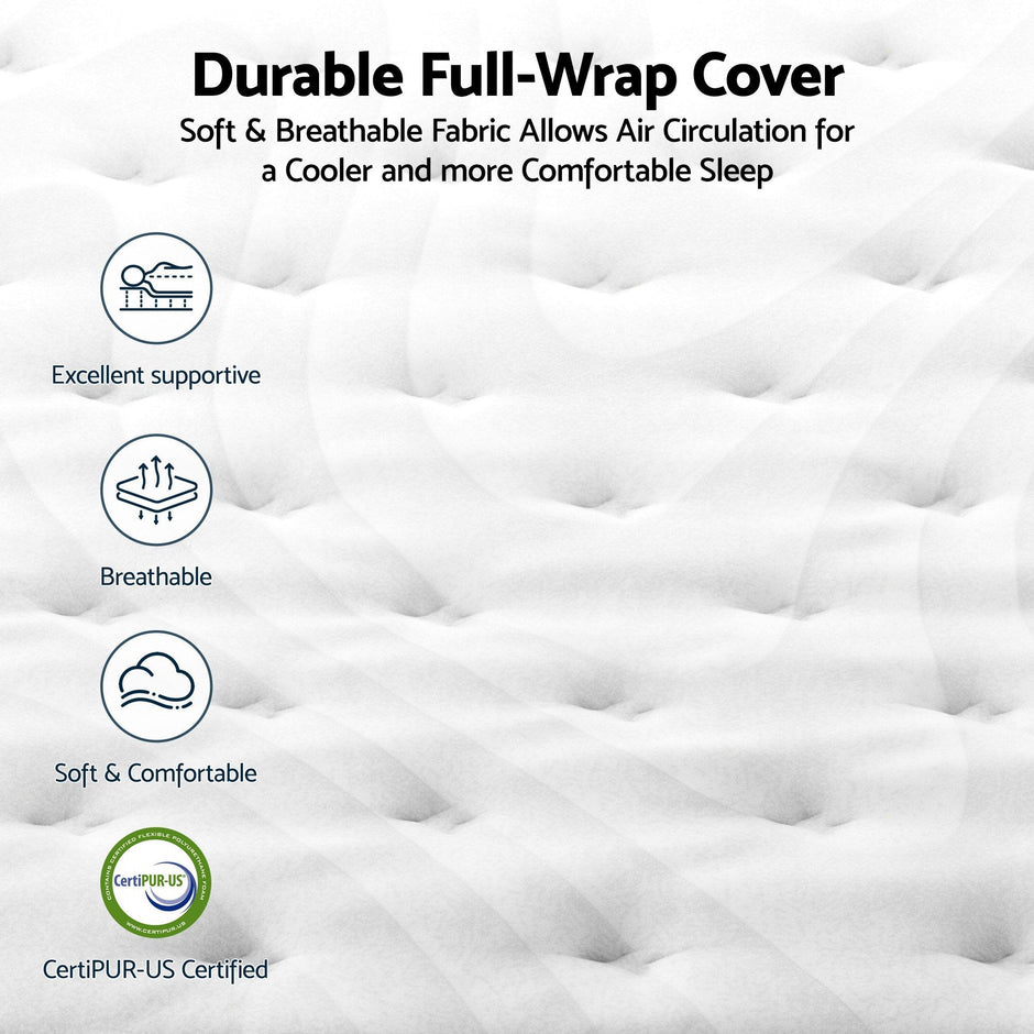 RoomSense Double Mattress , 30cm Medium Firm Hybrid Mattress with Latex Lumbar Support for Back Pain Relief , Pocket Spring Mattress Double Size in a Box