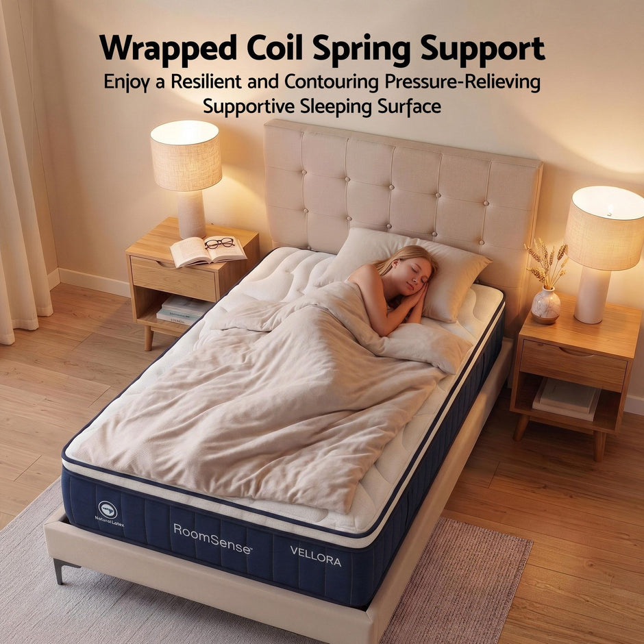 RoomSense King Mattress , 30cm Medium Firm Hybrid Mattress with Latex Lumbar Support for Back Pain Relief , Pocket Spring Mattress King Size in a Box