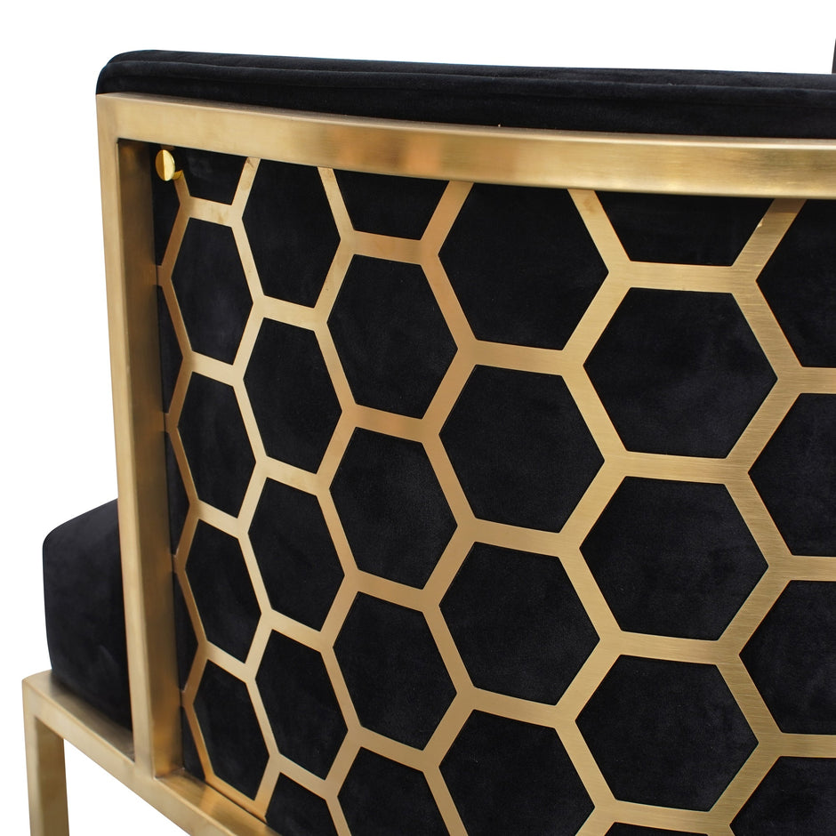 CLC2612-BS Lounge Chair In Black Velvet Seat - Brushed Gold