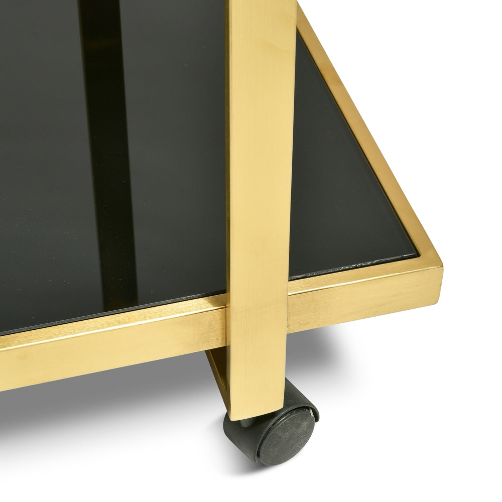 CBR006-KS Bar Cart - Tempered Glass - Gold  Base