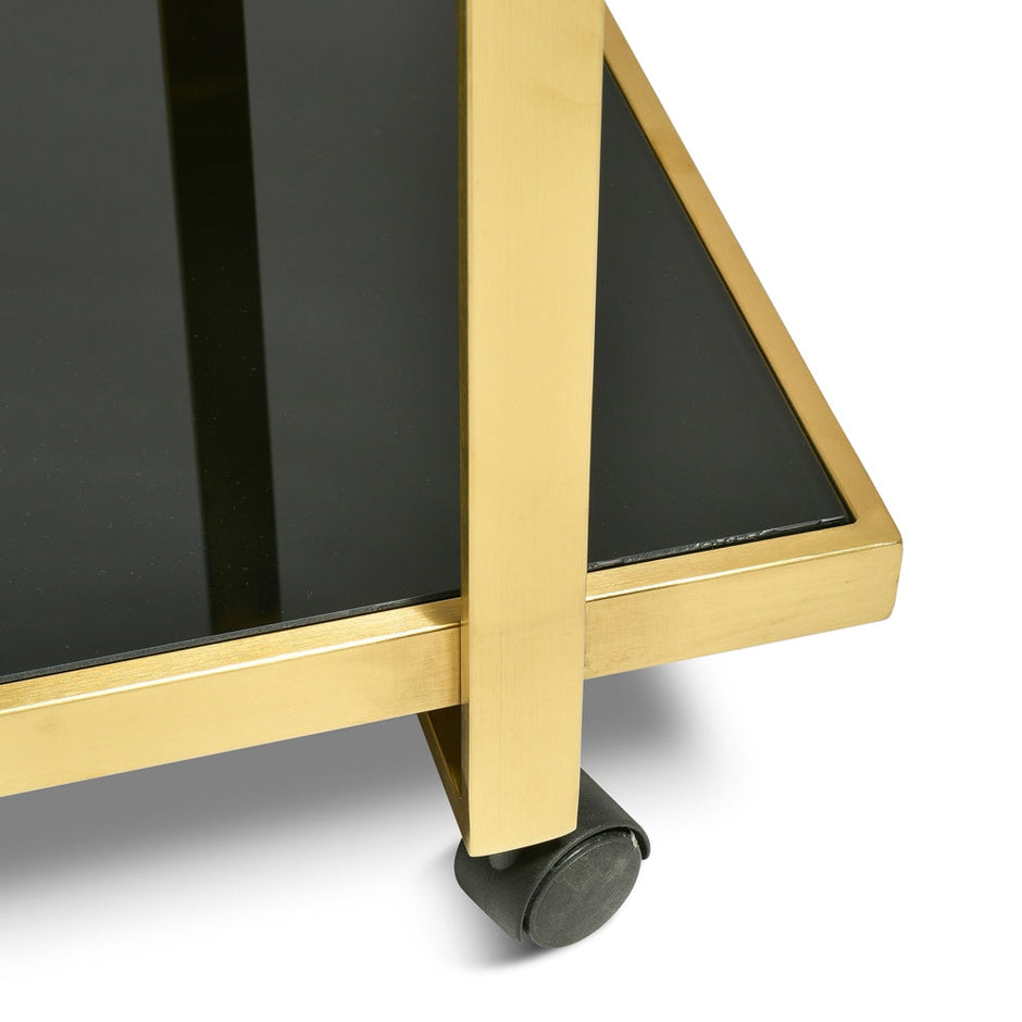 CBR006-KS Bar Cart - Tempered Glass - Gold  Base